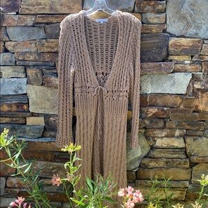 CAbi Tan Open-Knit Sweater
